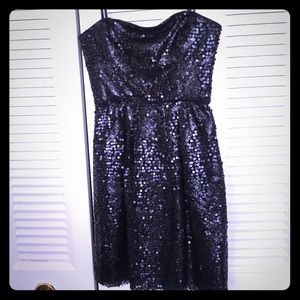 Black sequin strapless dress